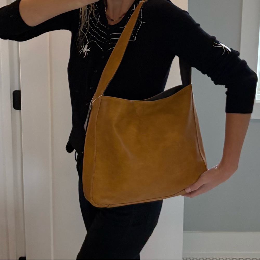 NWT Camel Brown - Charcoal Black Vegan Leather Joy Susan Women's Bag - Picture 5 of 10